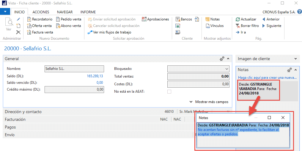 Notas dynamics NAV 3