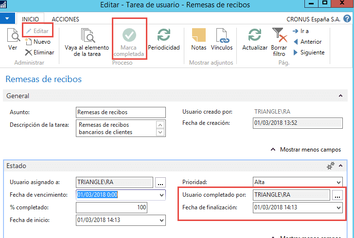 Tareas de usuario Dynamics NAV 5