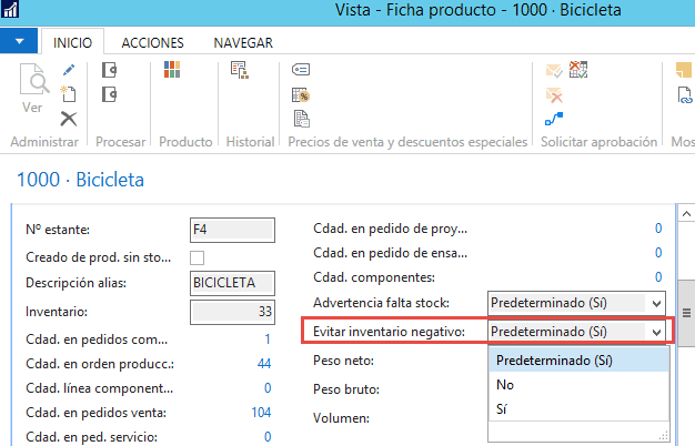 Inventario negativo Dynamics NAV 2