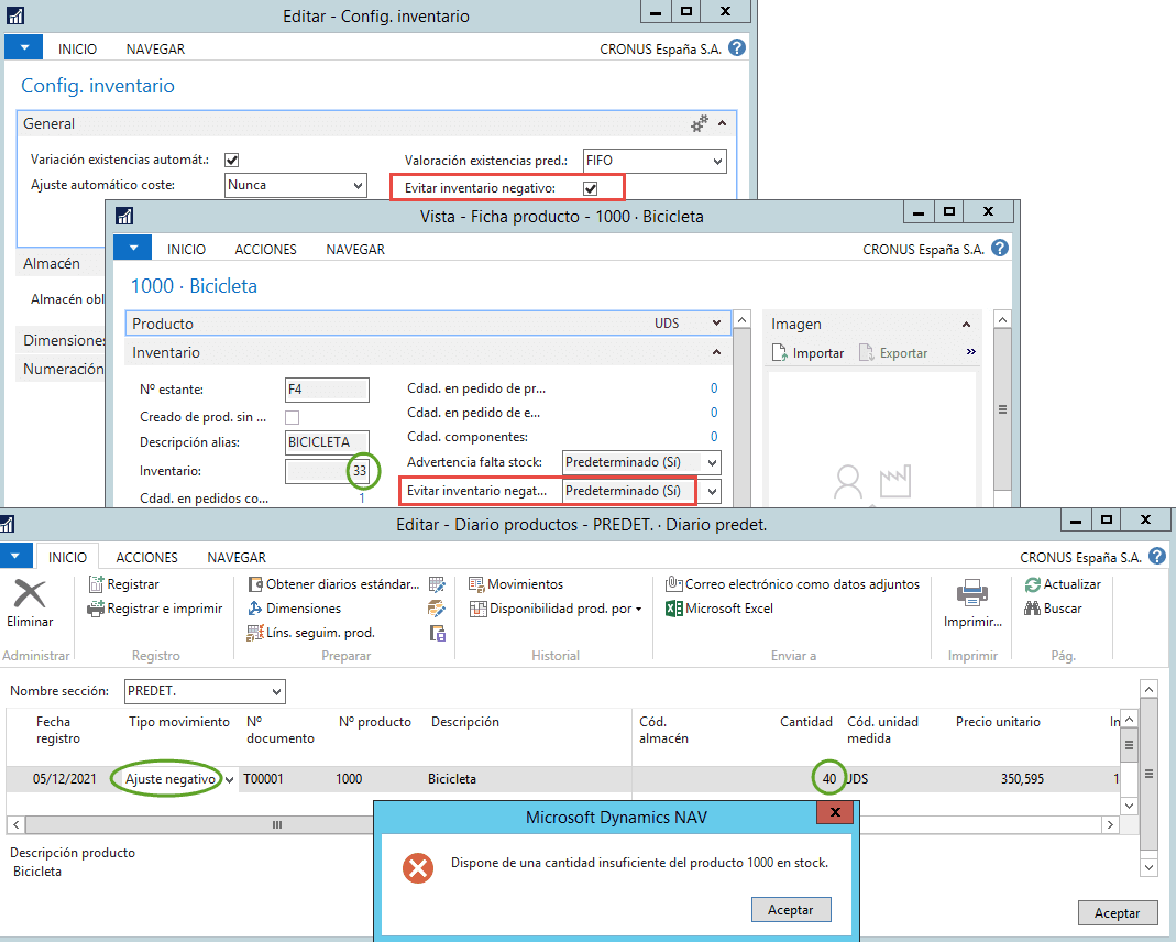Inventario negativo Dynamics NAV 3