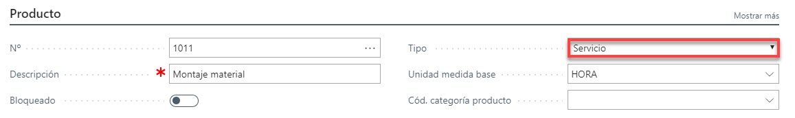 producto servicio Dynamics NAV