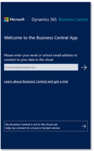 Business Central app login